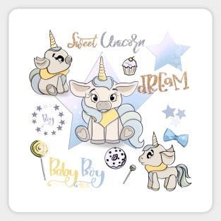 Unicorn birthday party, sweet unicorns, baby boy unicorn, sweet dreams Sticker